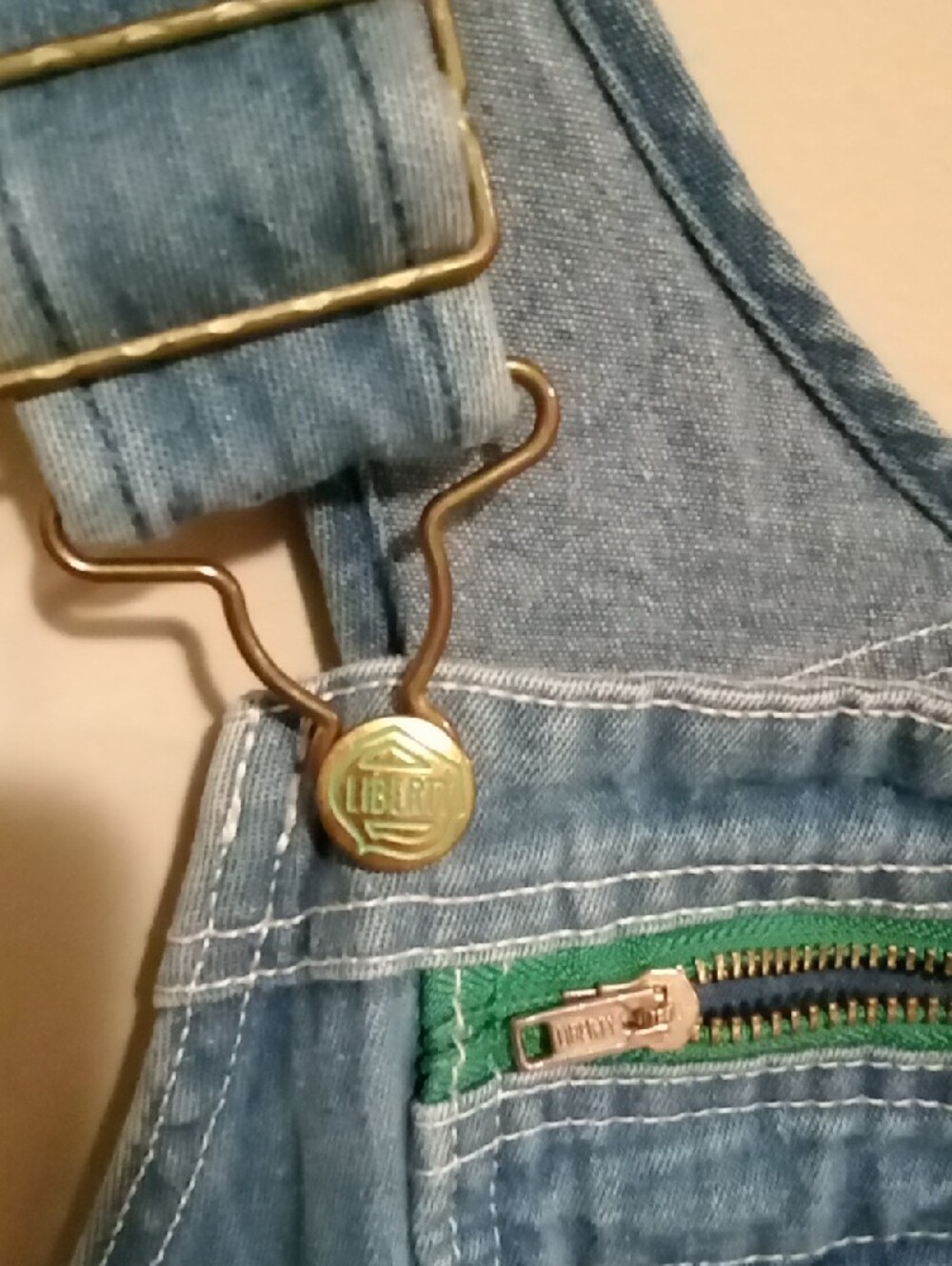 Vintage/Y2K 1912 Liberty Blue Denim Overalls with Green Trim W 21" I 29" Body 25 - Picture 4 of 13